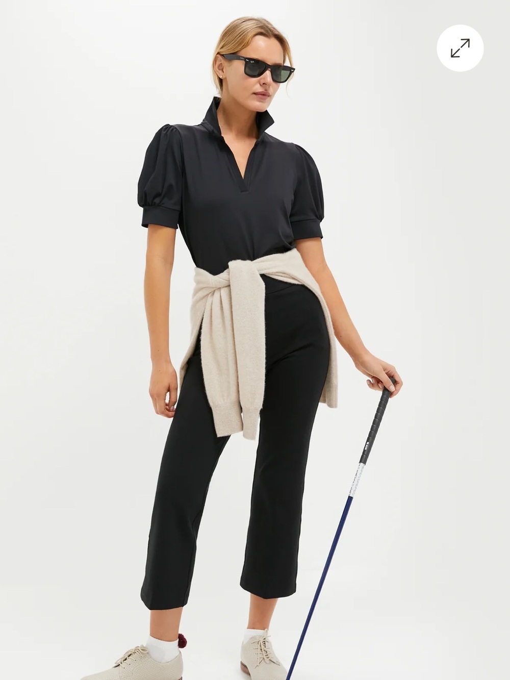 Tuckernuck sport black Caroline puffed sleeve performance top